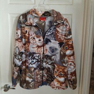 Black Mountain Fleece Cat Print Full Zip Jacket Size Medium BRAND NEW